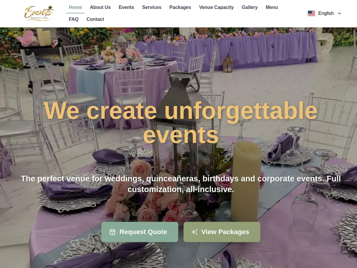 Events Banquet Hall website preview